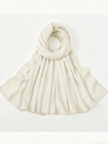1pc Vintage Pleated Solid Color Woven Long Scarf, Lightweight Breathable Large Shawl, Lazy Artistic Style Women's Daily Travel Decorative Neck Scarf (Product May Have Odor, Please Air Out Before Use) - Solid Color Headscarf - View 16