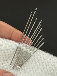 30pcs Side-Loading Large Eye Needle Set, Multi-Size Stainless Steel Hand Sewing Needles, Suitable For Sewing, Knitting And Cross Stitch, Side-Loading Needle Hole With Large Eye Design, No Need To Thread From The Needle Tip, Directly Insert From The Side, Greatly Improves Threading Efficiency, User-Friendly For Those With Poor Vision - Side Hanging Needle-free - View 3