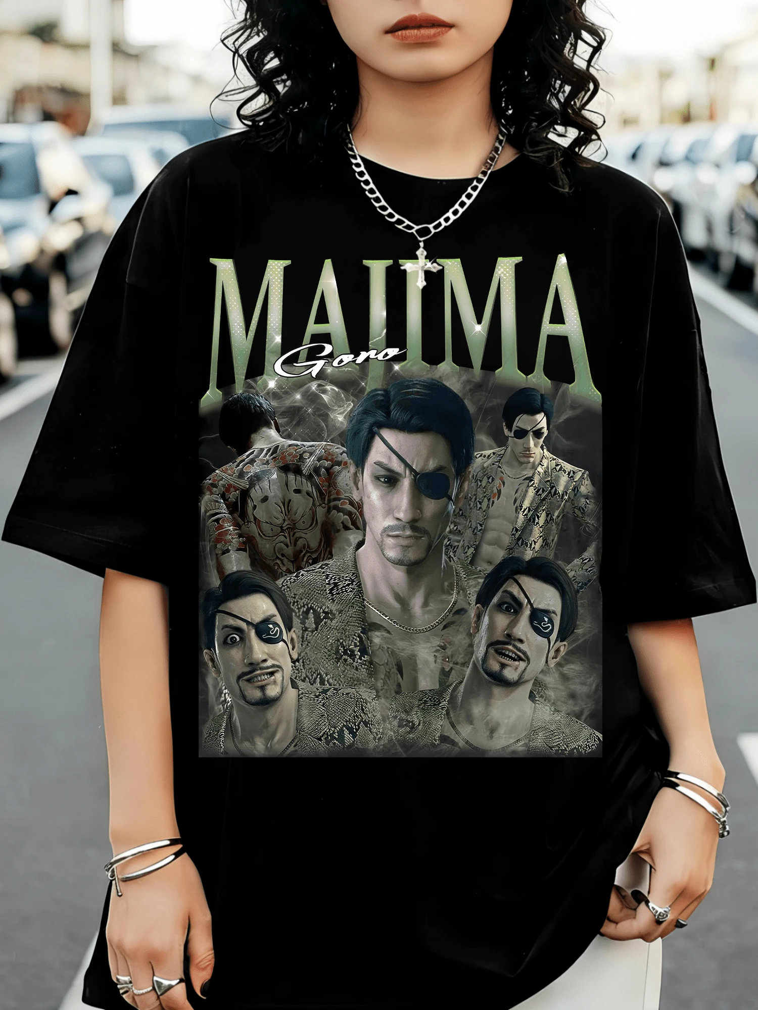 Graphic Image Of Goro Majima, Like A Dragon, Vintage Bootleg Version From The 90s - Black - View 1
