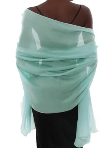 Chiffon Shawl Scarf Suitable For Bride Wedding Party Evening Dress And Special Occasion Attire - Azure Water - View 3
