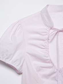 DEEKA Summer New Women's Fashion Minimalist Bowknot Decor Chiffon Blouse - Baby Pink - View 5