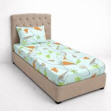 Single Jersey Knit Sheet Set, 2 Pieces, Printed, 100% Cotton, Elastic, Pillowcase With Zipper, Standard Box Spring Bed, Durable Bedroom - 淡綠 - 查看 2