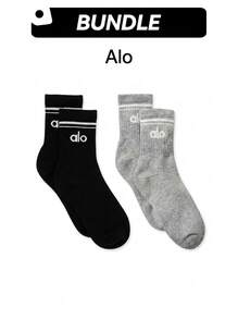 Alo Vớ cổ điển Unisex & Bộ vớ cổ điển Thấm hút mồ hôi Thoáng khí Mềm mại Co giãn tốt Độ đàn hồi tốt Màu trơn Dễ giặt Nhanh khô Đa năng Thể thao hàng ngày Nam Nữ Một cỡ Màu xám Đen A0357U-GREY A0357U-BLACK - Xám + Đen - Xem 1