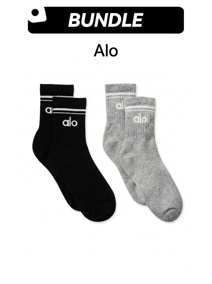Alo Vớ cổ điển Unisex & Bộ vớ cổ điển Thấm hút mồ hôi Thoáng khí Mềm mại Co giãn tốt Độ đàn hồi tốt Màu trơn Dễ giặt Nhanh khô Đa năng Thể thao hàng ngày Nam Nữ Một cỡ Màu xám Đen A0357U-GREY A0357U-BLACK - Xám + Đen - Xem 1
