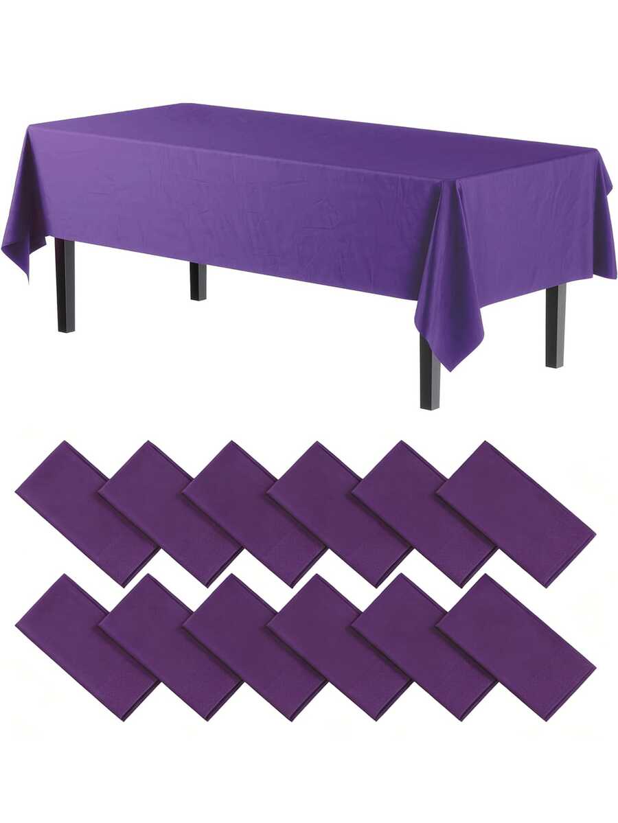 1/3/6/12pcs Deep Purple Disposable Plastic Tablecloth - 54 Inches X 108 Inches - Suitable For Parties And Picnics, Fit For Weddings, Christmas, Thanksgiving, Halloween