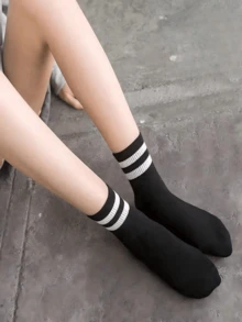 6 Pairs Women's Warm Mid-Calf Socks, Solid Color, Sports Style, Mid-Calf Socks For Autumn/Winter - Multicolor - View 9