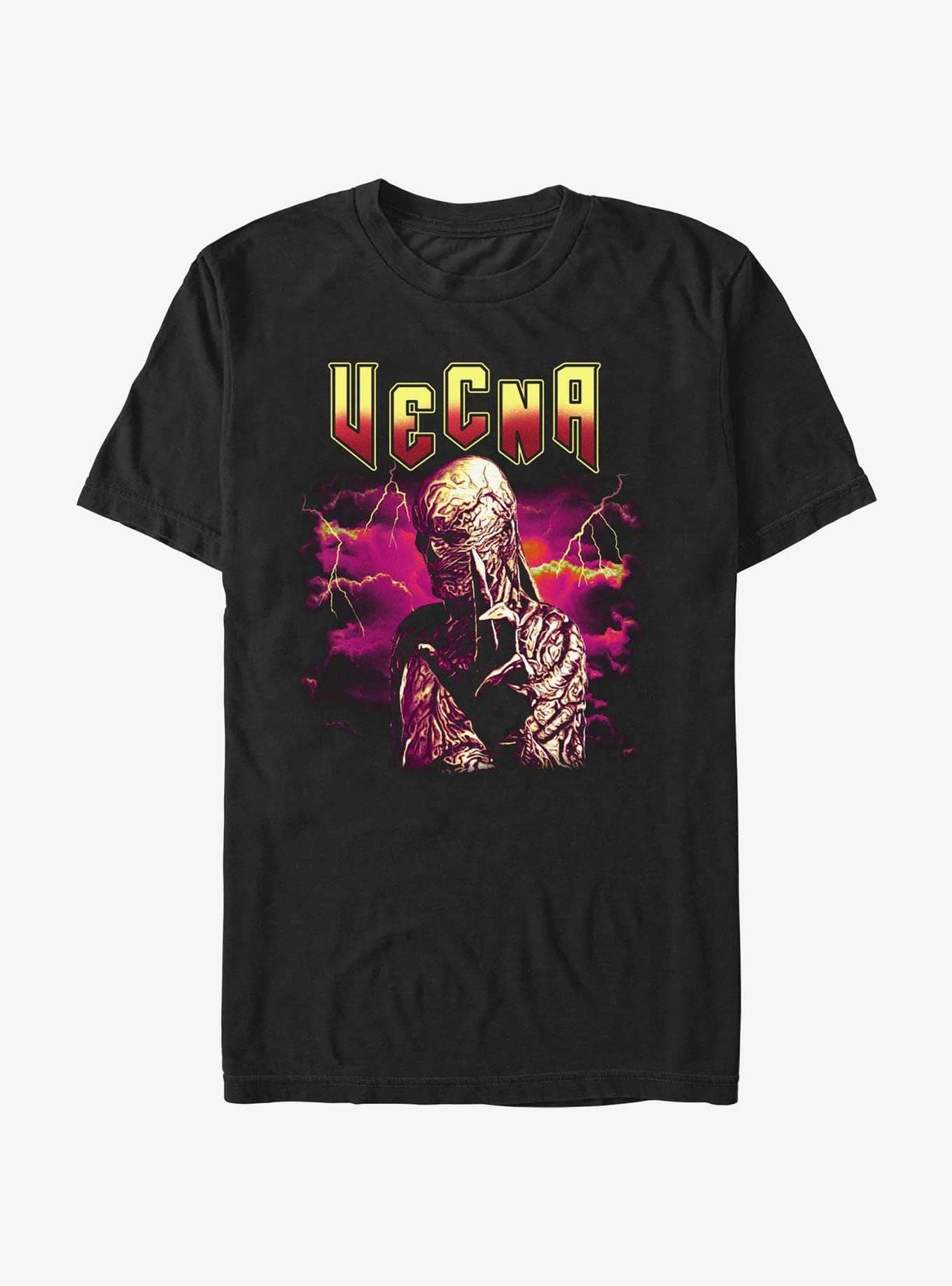 S-Tra.NgerS TrHhings Vecna Monster Form Pink Hearts T-Shirt - 黑1 - 查看 1