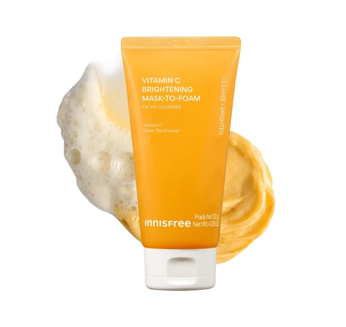Innisfree Vitamin C Brightening Mask-To-Foam Cleanser 120g - Korean Facial Cleanser, Deep Cleansing Foam, Smooth Skin Care Cleanser, Gentle Daily Face Wash, Pore Cleansing Care - 120g - Xem 1