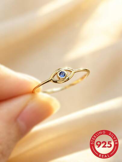 1pc S925 Sterling Silver Geometric Ring Inlaid With Shiny Synthetic Zirconia, Jewelry Quality Ring For Women