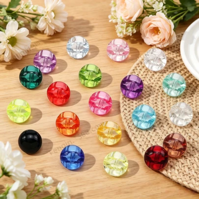50pcs 0.49 Inch DIY Transparent Crystal Buttons, Cute Candy Color Transparent Shirt Handmade Buttons