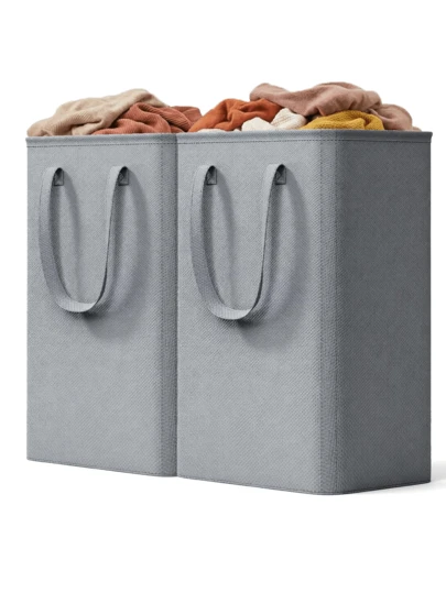 Bộ 2 giỏ đựng quần áo bẩn cỡ lớn, giỏ đựng quần áo bẩn tự đứng, giỏ đựng quần áo bẩn gấp gọn có tay cầm, dùng để đựng quần áo và đồ chơi trong ký túc xá và nhà ở.