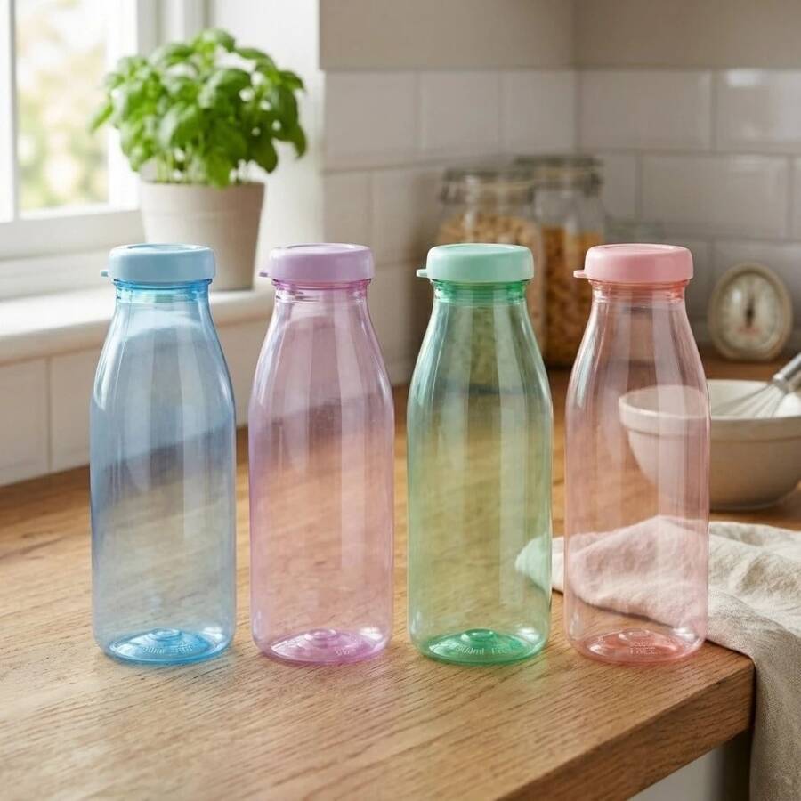 Garrafinha De Agua Milk Plástico 580ml Infantil Squeeze Escolar Crianças Volta às Aulas Viagem Cores - Visão 1
