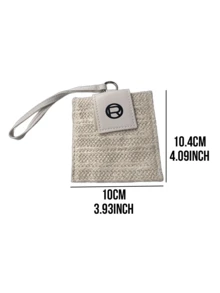 L’Oreal Paris L'Oreal Woven Storage Small Square Bag, 10*10.4cm, Lightweight Wrist Design, Compact Organization For Small Items, Breathable Summer Style, Suitable For Personal Use And Gifting - Beige - View 4