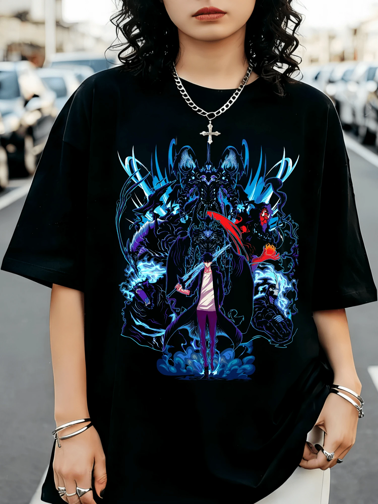 Cybernetic Shadow Solo Leveling Dark Style T-Shirt, The Most Powerful Monarch Of All Time, Classic T-Shirt - Black - View 1