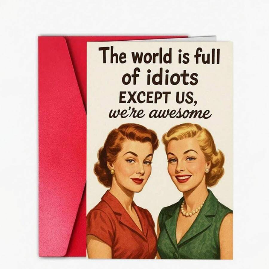 1pc Women's Birthday Card With Interesting "There's Everywhere In The World" Pattern, Suitable For Female Friends - View 1