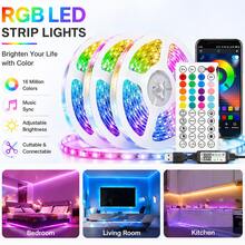 LED Light Strip Controlled By An Intelligent APP, Featuring Music Synchronization And Timing Functions, DIY Lighting Modes, Living Rooms, And Is Essential For Lighting Decoration During Christmas, Halloween And Birthday Parties. - Multi-color light - View 3