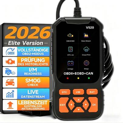 1 pezzo Strumento diagnostico professionale OBD2 per auto, supporta 8 lingue, V520 diretto dalla fabbrica, lettore e scanner di codici professionale, cancella codici di errore, flusso di dati in tempo reale, strumento avanzato per lettura e reset dei codici di errore del motore, funzione potente, attrezzatura moderna, costruzione durevole, senza batteria
