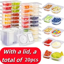 Portable Dual-Compartment Condiment Container - Reusable Plastic Sauce And Dip Tray, Multi-Function Dip Cup With Lid, Dual-Compartment Snack Box With Takeout Sauce, Suitable For Back To School, Travel Snacks And Sauces, Beach Snacks, Parties, Gatherings - Multicolor - View 13