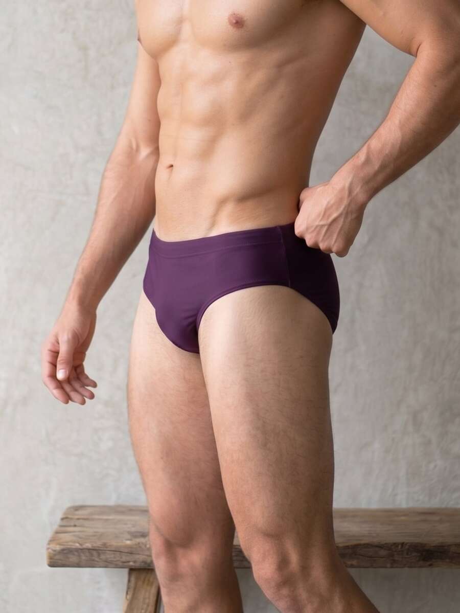 Sunga Masculina Lisa Premium Lycra Alta Qualidade Forrada Moda Praia Lateral 10cm - Roxo - Visão 1