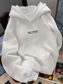 Women's Hoodie With Kangaroo Pocket, Casual Long Sleeve, Flannel Cotton, Warm, Ideal For Winter - trắng - Xem 8