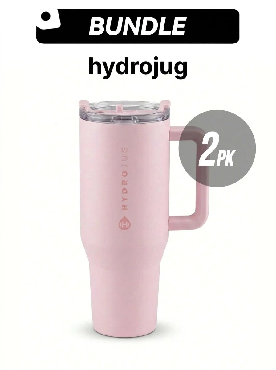 Bình nước thể thao HydroJug 32oz (dành cho du lịch) & Bộ bình nước thể thao HydroJug 32oz (dành cho du lịch) - Di động, thấm hút mồ hôi, chống rò rỉ, nhẹ, chắc chắn, đa năng, phù hợp cho học sinh, unisex, màu hồng CUPPNKSSTDCUP3 CUPPNKSSTDCUP3 - Hồng*2 - Xem 1