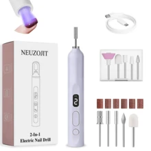 NEUZOJIT Professional Electric Nail Drill Machine Cordless Rechargeable With UV Light 3 Speed Gears For Acrylic Gel Nails Thick Toenails Home Salon Beginner Kit - 美甲工具 - 查看 12