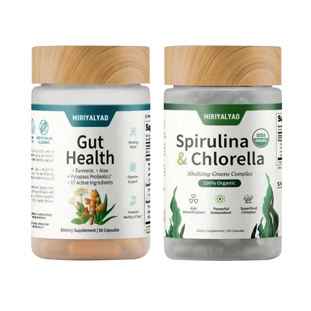 Miriyalyad Dual Wellness Bundle: Gut Health Probiotics + Organic Spirulina Chlorella Capsules, Detox & Digestive Support Kit - 1 SET - View 1