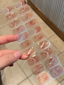 20片透明底色美甲貼紙，需UV燈固化，沙龍級品質長效耐用，跨境批發同款小紅書風格美甲貼，適用指尖 - 紫紅色 - 查看 6