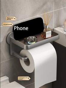 1/2/3pcs Wall-Mounted Toilet Paper Holder, Kitchen/Bathroom Tissue Box, Phone Holder - Multicolor - View 7