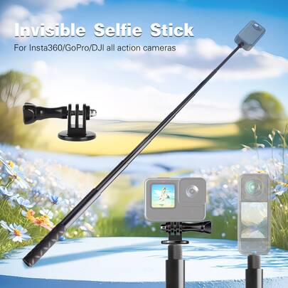Gậy selfie vô hình 46 inch cho Insta360 X5 X4, gậy monopod kéo dài chắc chắn, nhỏ gọn cho OSMO 360, Insta 360 X5 X4 X3 X2 X Additions (kèm bộ chuyển đổi)