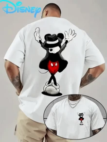 (Disney Licensed)Disney Mickey Mouse Men's T-Shirt, Dark Magician Mickey Graphic Tee, Oversized Crew Neck Short Sleeve Casual Streetwear T-Shirt, Mickey With Top Hat And Suit Silhouette Print Men's Summer Top, Disney Officially Authorized Men's Short-Sleeved T-Shirts, Mens Clothes, Men, Ropa De Hombre, Summer Clothes, Men Shirts, Graphic Tees, Disney Outfits Men, Graphic Tees, Camisetas Para Hombre, Camisas Para Hombre, Summer Outfits For Men, Father's Day Gift, Perfect Gift For Family And Friends, Which Are Necessary For Birthday Parties, Disney Shirts, Mens Clothes, Summer Clothes, Officially Licensed Disney T-Shirts, Disney Men's And Women's Spring/Summer Fashion Casual Short-Sleeve T-Shirts - 白色 - 查看 1