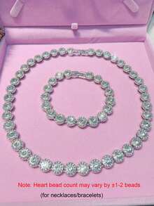 1 Set/1 Piece/2 Pieces New Shiny Round Crystal Jewelry Set, Bracelet, Earrings, Ring, Necklace Style, Ideal Wedding Gift For Women - "-round-" - View 7
