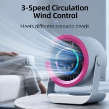 Akane Mini Desktop Fan, Small USB Rechargeable Quiet Desktop Fan, Cooling Table Fan With LED Digital Display, 360° Adjustable Tilt, Suitable For Bedroom, Office And Home (4 Color Options) - Desk Fan - View 4