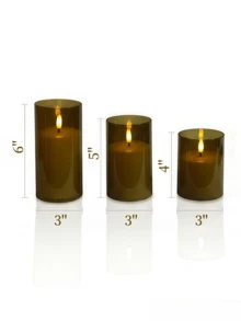 1/2/3pcs Flameless Candles With Remote Control And Timer Function, Suitable For Home Decor, Fireplace, Wedding, Holiday, Party Decoration, Table Centerpiece, Gift - Amber - View 14