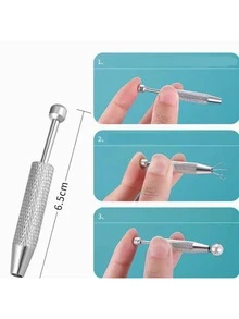 1 chiếc dụng cụ xỏ khuyên chuyên nghiệp bằng thép không gỉ, kiểu kim tiêm đẩy vào, có bốn ngạnh, dùng để giữ hạt nhỏ và bắt bi. - A - Xem 6
