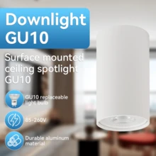 55*100mm GU10 表面安装筒灯（无光源），白色/黑色圆形，安装简便，硬线连接，适用于天花板/墙壁/展厅/阅览室/餐厅/酒吧/卧室/咖啡厅/餐厅/服装店/客厅/走廊/入口/楼梯间等场所，可根据需求选择尺寸，简约设计 - 黑色 圓形 不含光源 - 查看 2