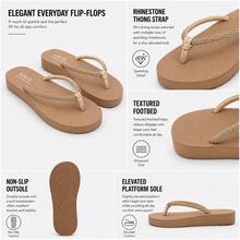 Women's Flip-Flops, New Spring/Summer 2026 Style. Casual Open-Toe Flat Sandals, Comfortable And Non-Slip Platform Sandals With A Lightweight EVA Sole And Sparkling Diamond Straps. Stylish High-Heeled Flat Sandals, Suitable For Summer Beaches, Poolside, Vacations, Travel, Daily Commutes, Indoor Wear, Outdoor Walks, Parties, Dates, And As A Gift For Women. Available In Black And Brown. Breathable, Slip-On Design Suitable For Various Occasions. Mother's Day, Give Mom A Pair Of Shoes That Won't Rub Her Feet.Tropical Women Slippers,A Must-Have For Graduation Season! Rhinestone Sandals That Will Make Your Photos Look Amazing! - màu nâu - Xem 2