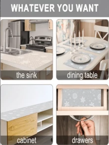 1ROll,Transparent Snowflake Decorative Mat, Customizable, Moisture-Proof And Anti-Slip Mat For Kitchen Cabinets And Shoe Cabinets, Available In Multiple Sizes - Snowflake - View 3