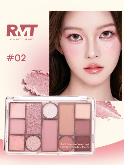 Palette d'ombres à paupières 12 couleurs Romantic Beauty RMT, ombres à paupières mates et nacrées, résistantes aux bavures, portable pour un usage quotidien et festif, excellent cadeau pour la mère, la sœur, la petite amie