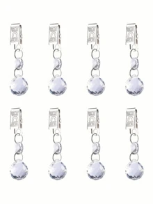1-4pcs Crystal Glass Tablecloth Clips With Stainless Steel Clamps, Decorative Transparent Window Curtain Weights, Suitable For Home Dinner, Kitchen/Dining Room/Home/Garden Decor, DIY Tablecloth Decor Hanging Accessories Set - View 14
