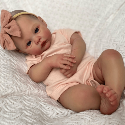18 Inch Lifelike Reborn Baby Doll, Realistic Vinyl Limbs, 3D Painted Skin With Visible Veins, Full Vinyl Girl Body, Handmade Art Reborn Doll Like A Real Cute Newborn, Perfect Gift Doll For Kids, Birthday Gift, Christmas Gift