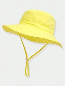 2pcs Kids' Solid Color & Printed Adjustable Sun Protection Breathable Casual Bucket Hat, Suitable For Outdoor Activities & Daily Wear - Multicolor - View 4