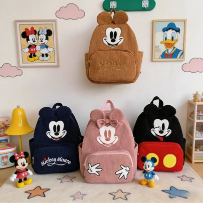  1 pieza Mochila ligera rosa con diseño oficial de Mickey Mouse de Disney