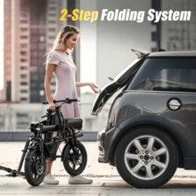 Dult Electric Bicycle, 500W Motor, 48V 15Ah Battery, 14-Inch Thick Tires, Top Speed Of 20 Miles Per Hour, Range Of 32 Miles, All-Terrain Electric Bicycle. - 黑色 - 查看 7
