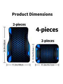 4pcs Car Floor Mat Set, 2D Creative Pattern Print With Tech Style Border, Non-Slip Polyester Material Front And Rear Seat Universal Car Floor Mat Liners, Suitable For Sedan SUV Interior Accessories - A - View 2
