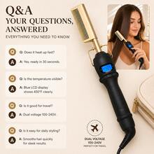 Máy duỗi và uốn tóc 2 trong 1, dụng cụ tạo kiểu tóc mượt mà nhanh chóng, lược duỗi và uốn tóc ion, món quà du lịch thiết yếu cho phụ nữ. - màu đen - Xem 8