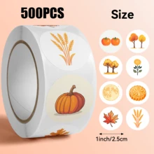 JOERBABU the little kangaroo Bobbie 500pcs/Roll Autumn Fruit Pattern Stickers, 10 Assorted Styles, Christmas Gift Packaging Labels, Scrapbook Stickers, Planner Gift Wrapping, Paper Craft Decoration, Party Gift, Gift Box Decoration And Reward Stickers - Multicolor - View 3