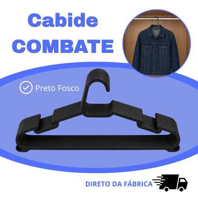 Kit de 60 Cabides Preto Fosco Combate Adulto Preto Reforçado Atacado Direto de Fábrica