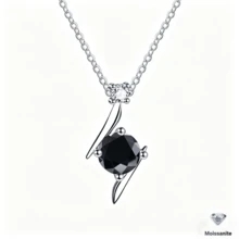 Mặt dây chuyền đá Moissanite tròn 1 carat, bạc sterling 925, thiết kế thời trang và thanh lịch, phù hợp để đeo hàng ngày, kèm hộp quà tặng. - Một chiếc 1CT - Xem 8
