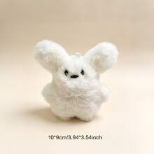 1pc Cute Cartoon Dog, Bear, Rabbit Plush Pendant, Soft Doll Keychain, Couple Bag Charm, Birthday Gift (Chain Style And Color Randomly Assorted Due To Production Batch Difference) - White - View 11
